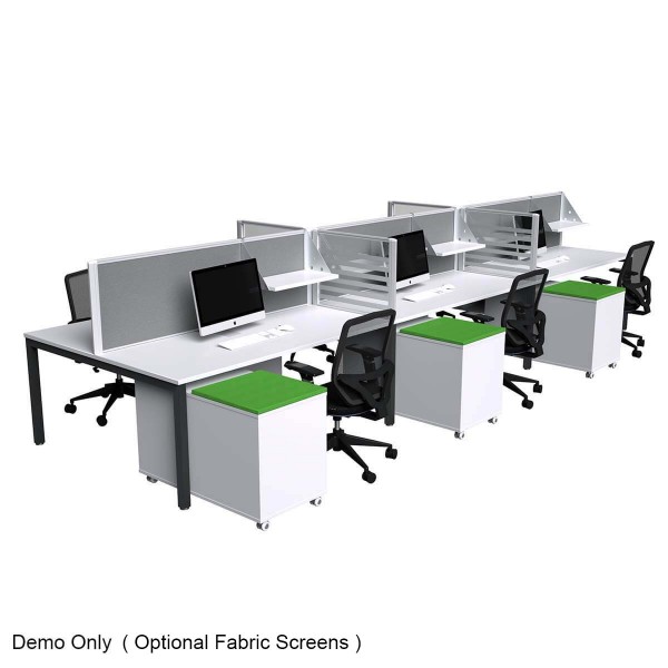 Strata Inline 6 Person Back to Back Office Desk Workstation with